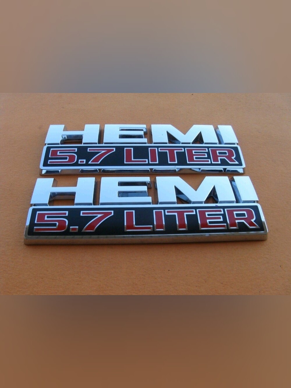 2 HEMI 5.7 Liter Chrome Or Black Badge 5.7" Adhesive Back Choose Color